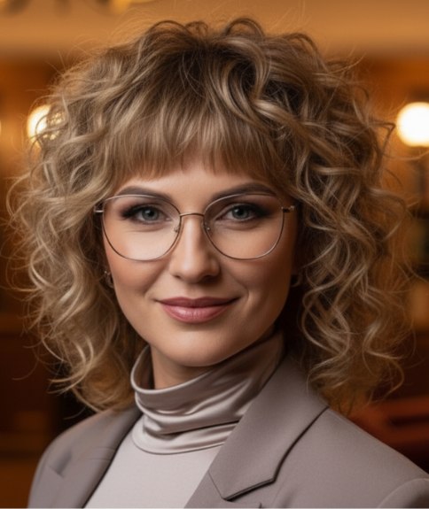 Halflange krullende haarstijl