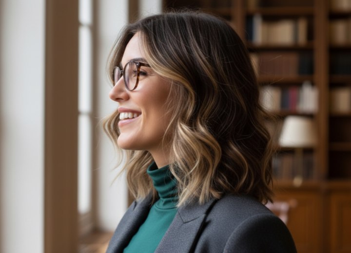 Lange bob met zachte golven - Zijaanzicht