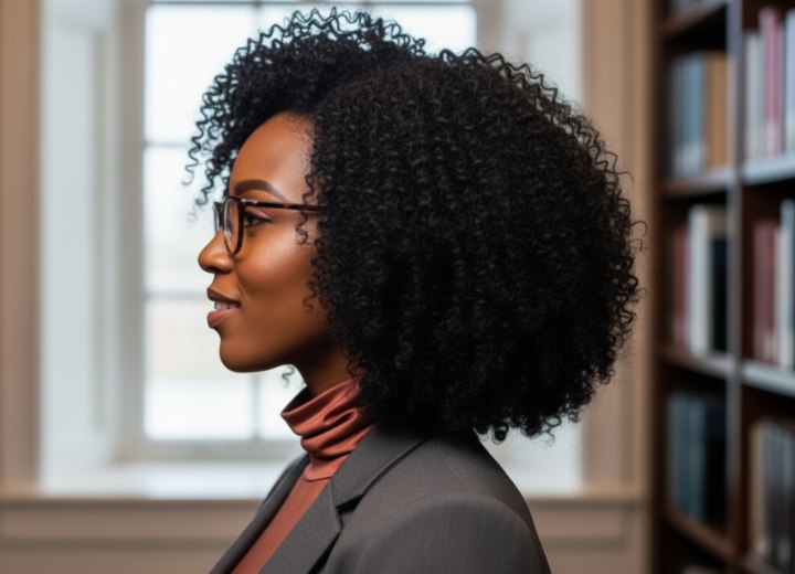 Krullend haar met laagjes - Zijaanzicht