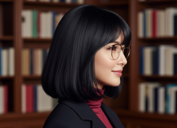 Met precisie geknipte bob - Zijaanzicht