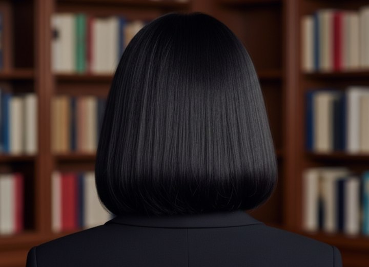 Bob met strakke lijnen en haar dat meebeweegt -  Achteraanzicht