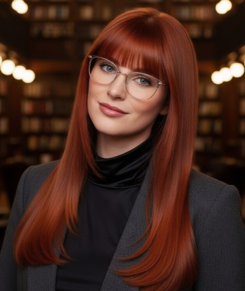 Lang en steil kastanjebruin haar