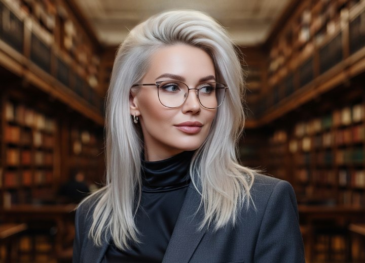 Lang en steil platinablond haar