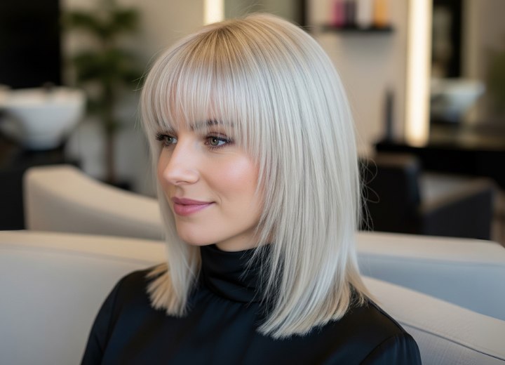 Lange platinablonde bob