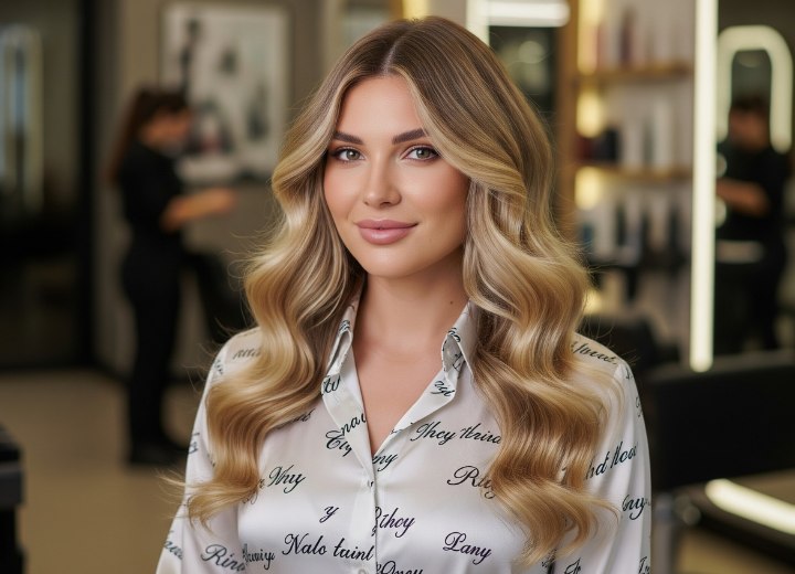 Lang goudblond haar met golven