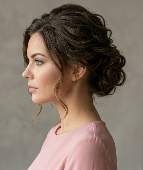 Haar gestyled in een romantische chignon