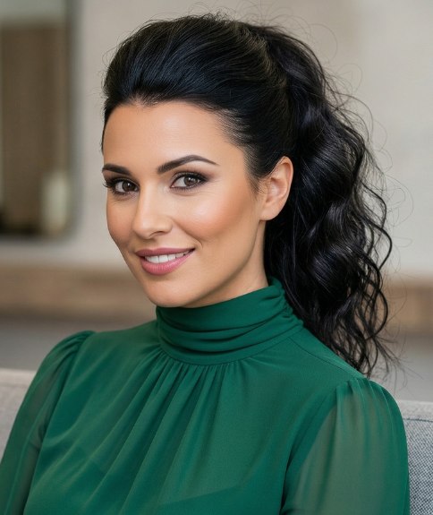 Hoge paardenstaart met krullen