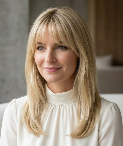 Lange stijl met haar dat natuurlijk beweegt