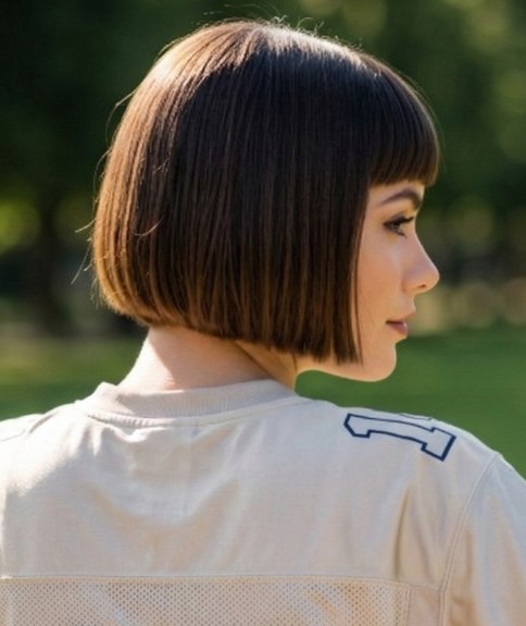 Sportieve vrouw met haar in een korte, strakke bob