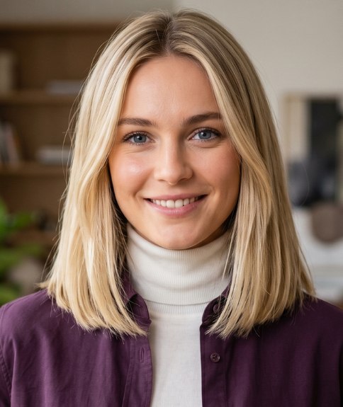 Casual schouderlang blond kapsel