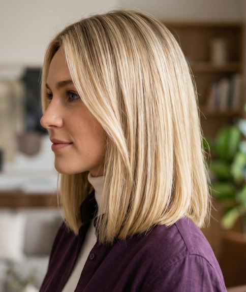 Eenvoudige schouderlange stijl voor blond haar