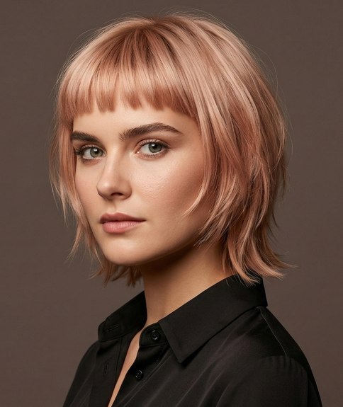 Zachte bob voor ros&eacute;goud haar