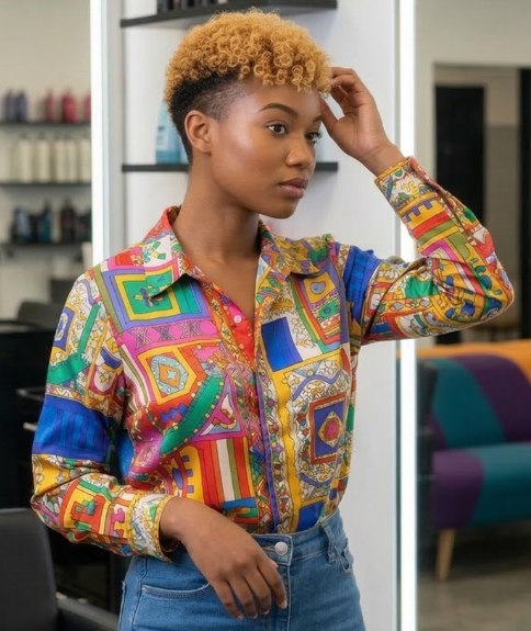 Vrouwenkapsel met met tondeuse geknipte zijkanten