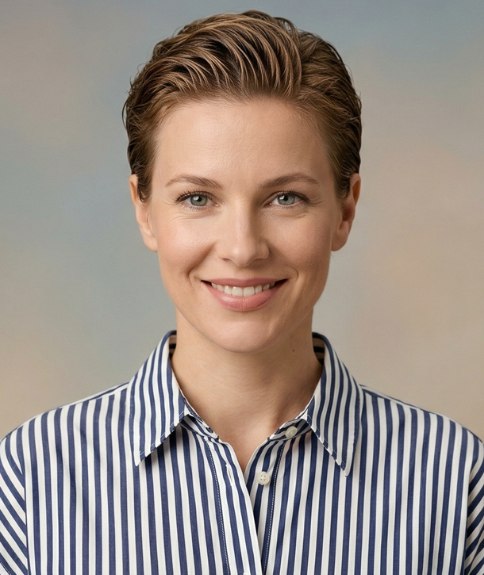 Vrouw die haar haar in een mannenstijl draagt