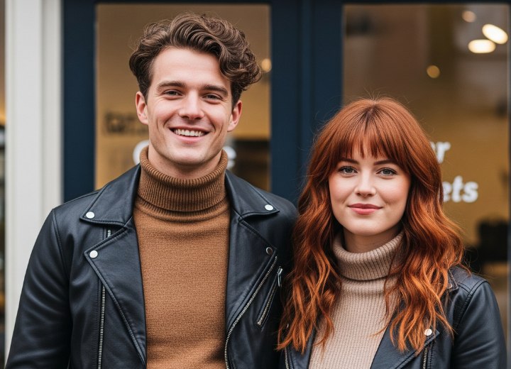 Man met kort krullend haar en vrouw met lang rood golvend haar