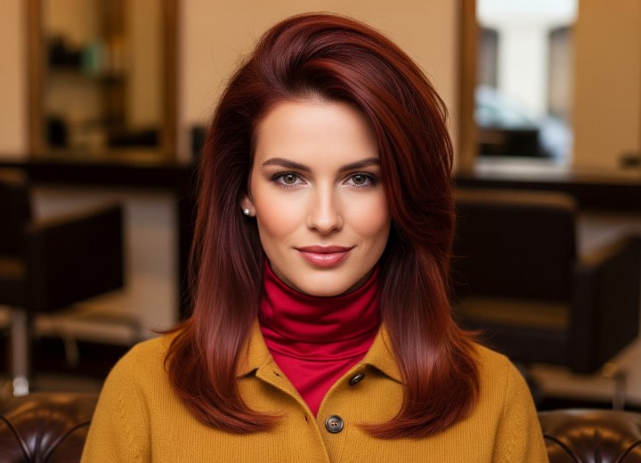 Lang haar met kleuring voor de herfst