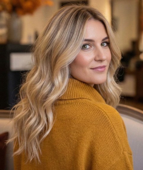 Lang blond haar met een balayage