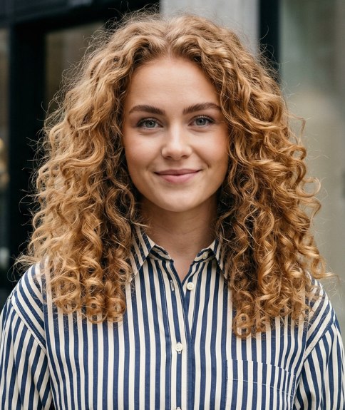 Lang, blond haar met natuurlijke krullen