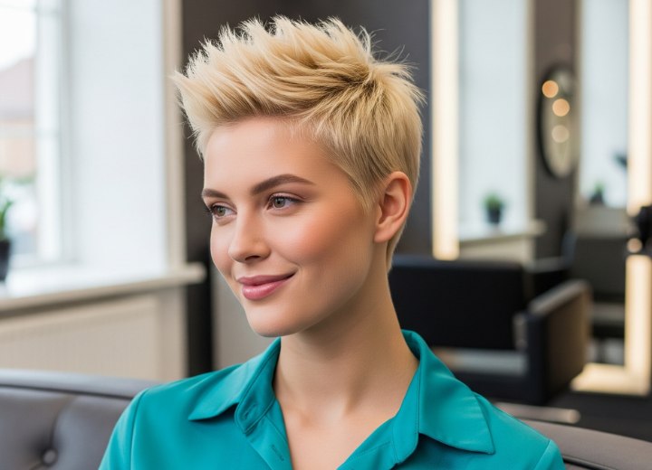Blonde pixie cut met lagen
