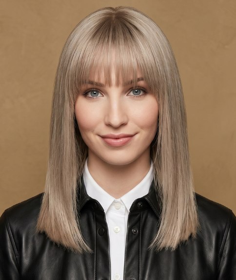 Glad, lang haar met een lange pony