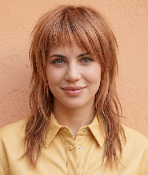 Lang, zorgeloos haar met een rebelse pony