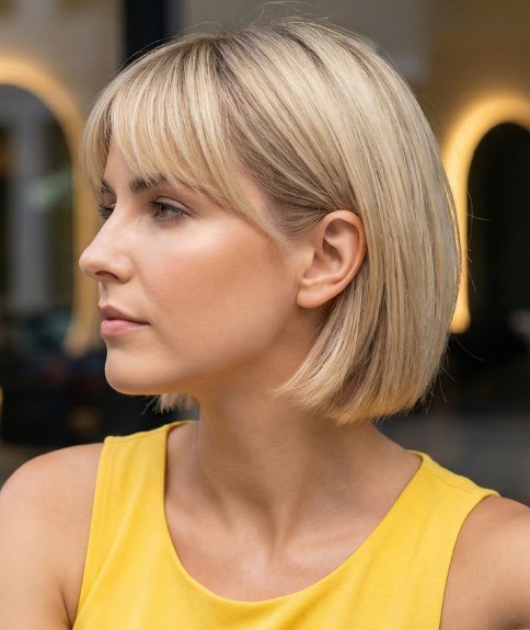 Steile bob voor blond haar