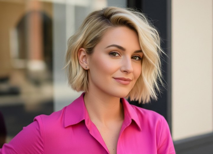 Warrige zomerse blonde bob met lagen