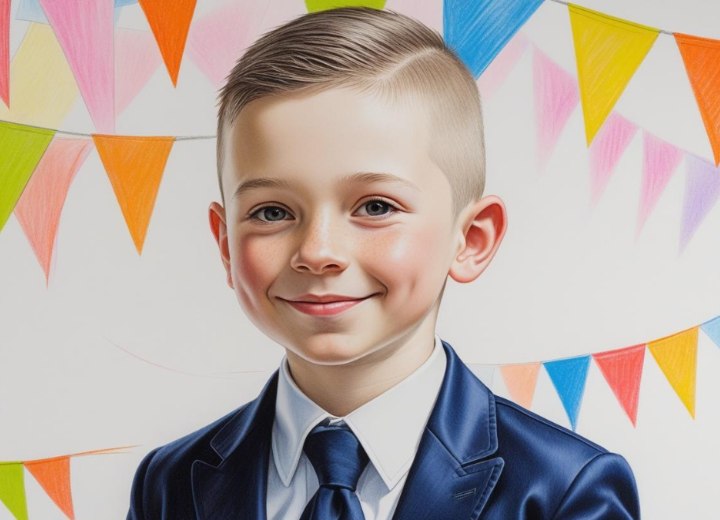 Feestelijk kort kapsel voor kleine jongens