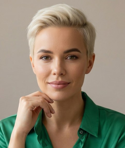 Platinablond pixie kapsel