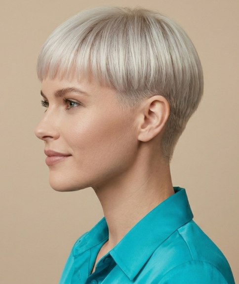 Platinablonde bowl cut