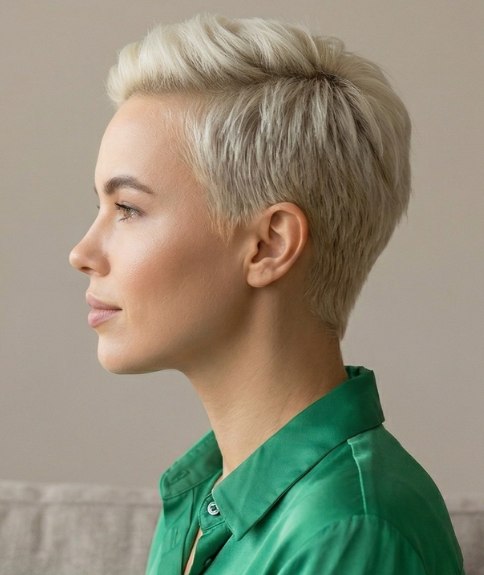 Moderne korte coupe voor blond haar