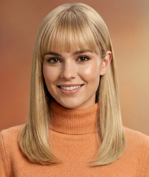 Vrolijk ogend lang blond kapsel