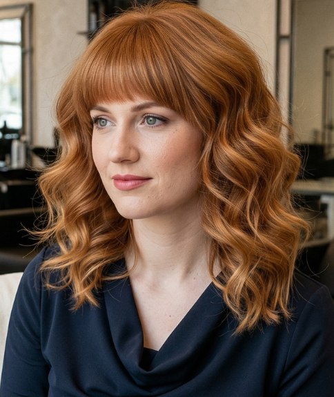 Lang haar tot op het sleutelbeen met zachte, romantische golven