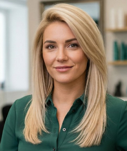 Strak en chic lang blond kapsel