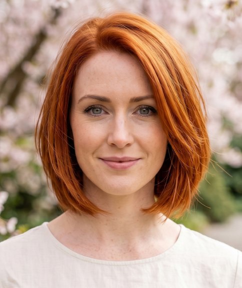 Lange bob met een opvallende haarkleur voor de lente