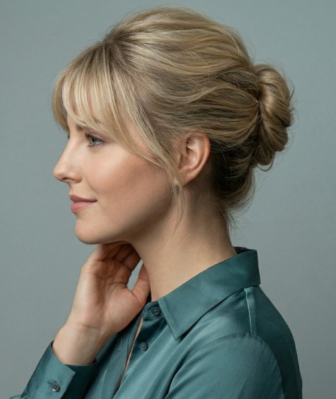 Blond haar, gestyled in een Franse twist