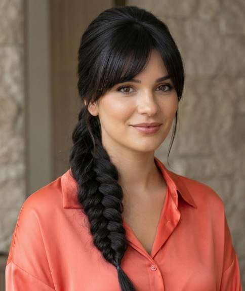 Haar met een lange en dikke zijvlecht