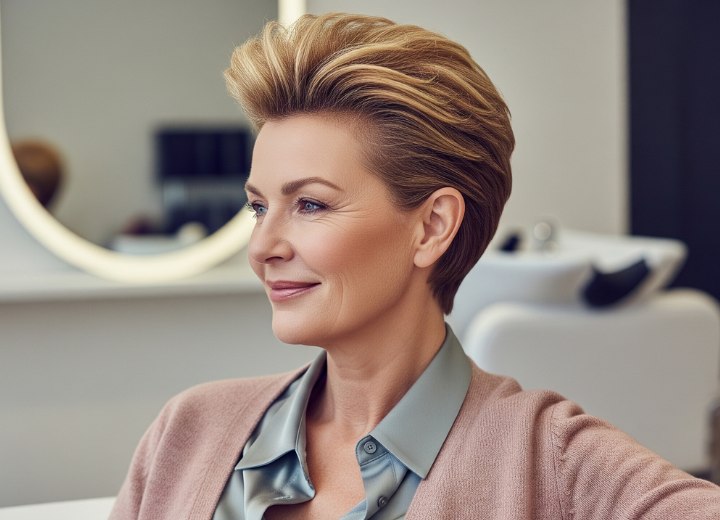 Achterovergekamd kort haar voor oudere vrouwen
