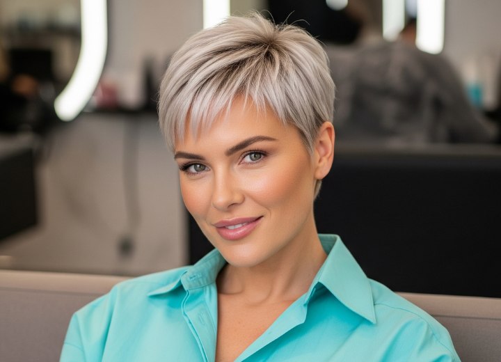 Blonde pixie coupe