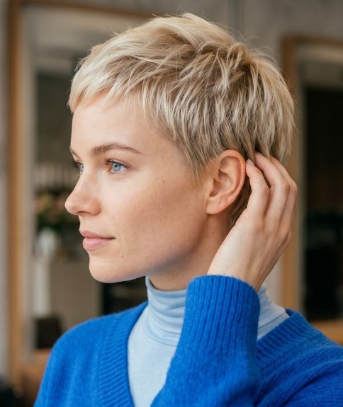 Kort, zacht blond haar