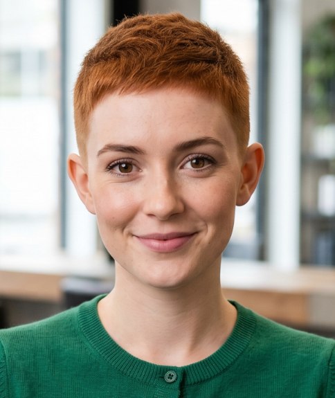 Ultrakort kapsel voor vrouwen met rood haar