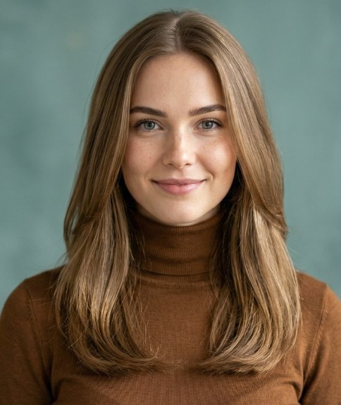 Vrouw met mooi lang haar, vóór een make-over