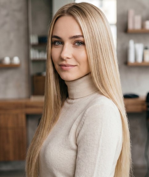 Goudblond haar dat voorbij de taille valt