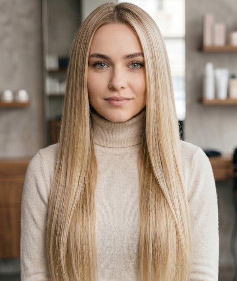 Zeer lang en natuurlijk ogend blond haar