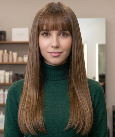 Klassieke brunette met zeer lang haar