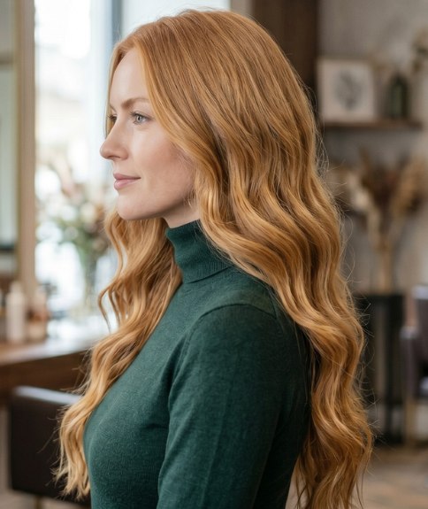 Lang rood haar met losse golven