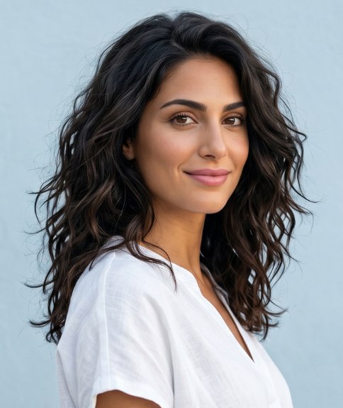 Zomerse look met lang en golvend haar