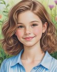 Schouderlang meisjeskapsel met natuurlijke krullen