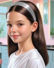 Meisjeskapssel met glad haar en een haarband