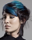 blauw en zwart haar combinatie